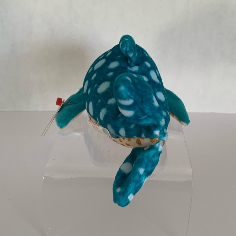 NWT Beanie Baby Ty Poseidon Whale 2000 Retired Vintage Ocean Blue Tan Polka Dots - Picture 3 of 15